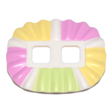 white minifigure skirt plastic ruffled ballerina tutu with bright pink bright light yellow and yellowish green panels pattern