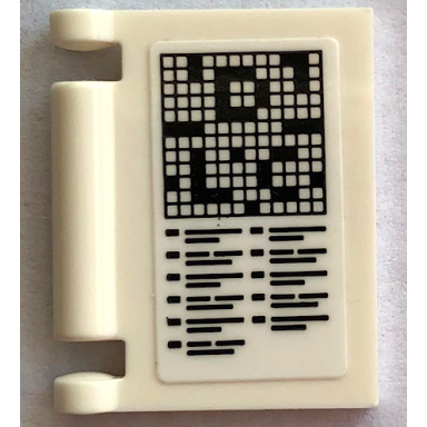 white minifigure utensil book cover with crossword pattern sticker - set 21336