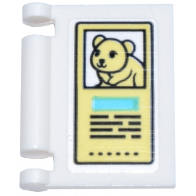 white minifigure utensil book cover with bright light yellow sign hamster mouse medium azure rectangle and black text pattern sticker - set 42615