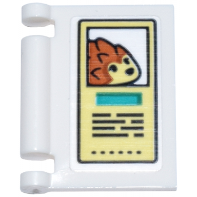 white minifigure utensil book cover with bright light yellow sign reddish brown hedgehog dark azure rectangle and black text pattern sticker - set 42615