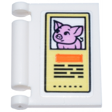 white minifigure utensil book cover with bright light yellow sign bright pink pig orange rectangle and black text pattern sticker - set 42615