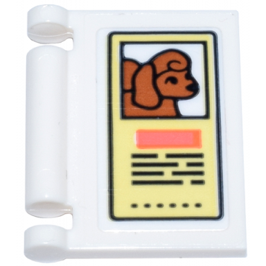 white minifigure utensil book cover with bright light yellow sign dark orange poodle dog coral rectangle and black text pattern sticker - set 42615