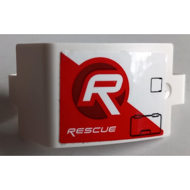 white technic panel curved 3 x 5 x 3 with rescue and black hatches on red and white stripe pattern model right side sticker - set 42092