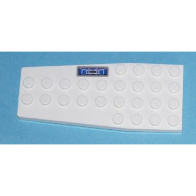 white wedge plate 4 x 9 without stud notches with blue target screen pattern model right side sticker - set 7676