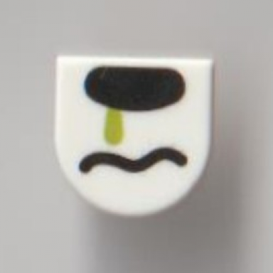 white tile round 1 x 1 half circle extended with black nose and wavy mouth lime drip pattern