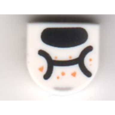 white tile round 1 x 1 half circle extended with black nose and closed mouth pattern