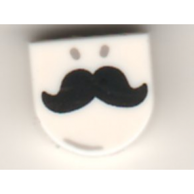 white tile round 1 x 1 half circle extended with light bluish gray nostrils and black moustache pattern