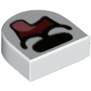 white tile round 1 x 1 half circle extended with black nose dark red open mouth and coral tongue hanging out pattern
