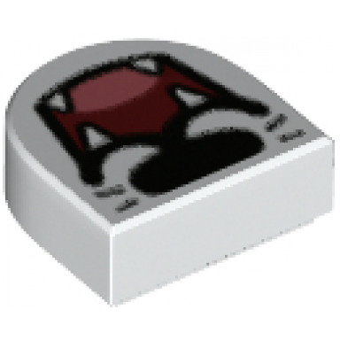 white tile round 1 x 1 half circle extended with black nose and whiskers dark red open mouth coral tongue and fangs pattern