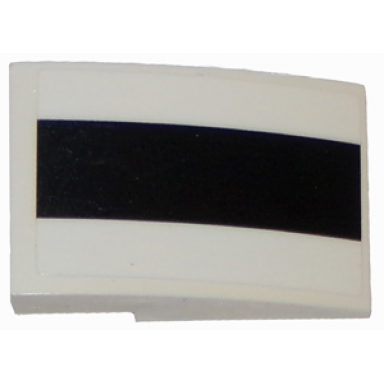 white slope curved 3 x 2 with thick black stripe on white background pattern sticker - set 75874