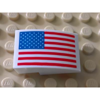 white slope curved 3 x 2 with united states flag pattern