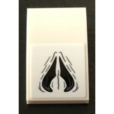 white slope curved 3 x 2 with skeleton nose pattern sticker - set 76075