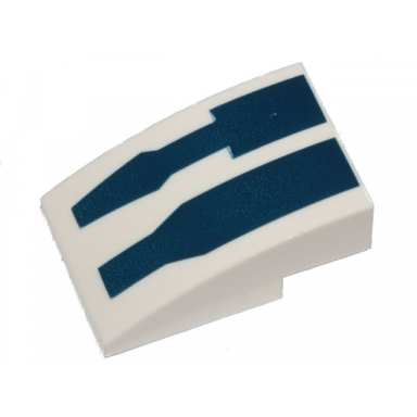 white slope curved 3 x 2 with sw r2-d2 dark blue stripes pattern