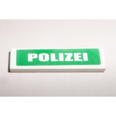 white tile 1 x 4 with white polizei on green background pattern sticker - sets 7237 7245-1