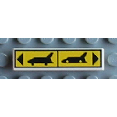 white tile 1 x 4 with gear up down pattern sticker - set 8480
