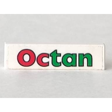 white tile 1 x 4 with octan pattern sticker - sets 6397 6472 6663