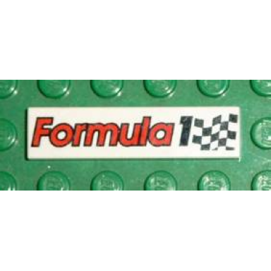 white tile 1 x 4 with formula 1 and checkered flag pattern