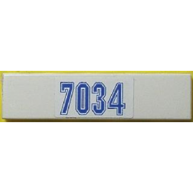 white tile 1 x 4 with blue 7034 pattern sticker - set 7034