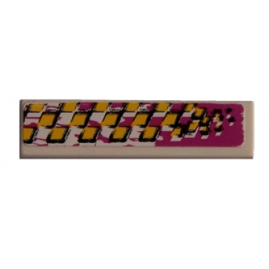 white tile 1 x 4 with racers pattern model left side sticker - set 8131