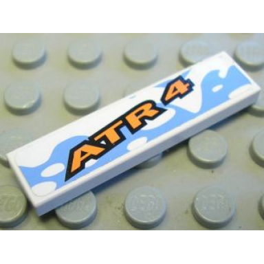 white tile 1 x 4 with atr 4 pattern sticker - set 8657
