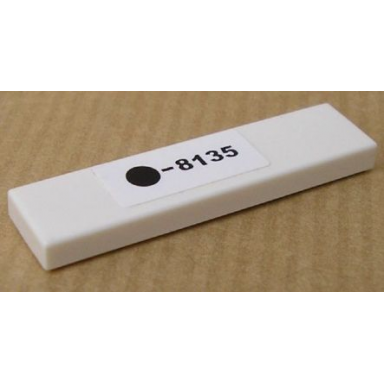 white tile 1 x 4 with black dot and -8135 pattern sticker - set 8135