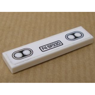 white tile 1 x 4 with f4 5p33d and headlights pattern sticker - set 8147