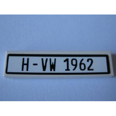 white tile 1 x 4 with black h-vw 1962 pattern sticker - set 10220