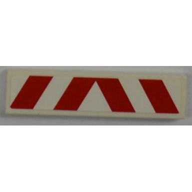 white tile 1 x 4 with red and white danger stripes pattern sticker - set 8186