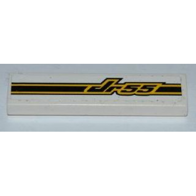 white tile 1 x 4 with jr55 and black and yellow stripes pattern sticker - set 8126