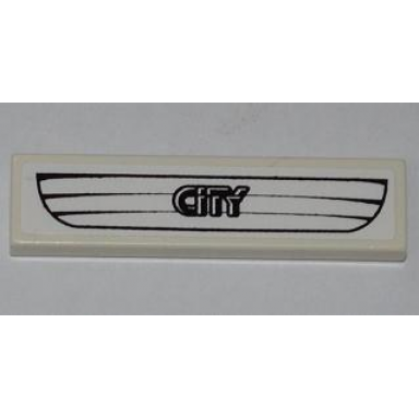 white tile 1 x 4 with white car grille and city pattern sticker - set 4431