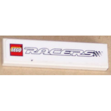 white tile 1 x 4 with lego racers logo pattern sticker - sets 8130 8655