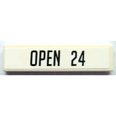 white tile 1 x 4 with black open 24 pattern sticker - set 8154