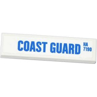 white tile 1 x 4 with coast guard and ha 7190 pattern sticker - set 60014