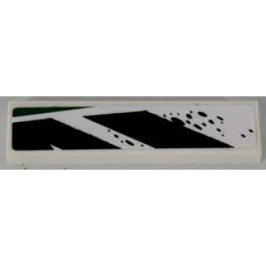 white tile 1 x 4 with black and green pattern model left side sticker - set 8864