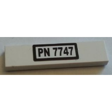 white tile 1 x 4 with black pn 7747 on white pattern sticker - set 7747