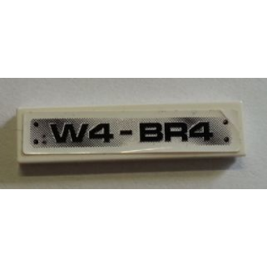 white tile 1 x 4 with w4-br4 pattern sticker - set 8258