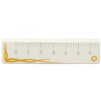white tile 1 x 4 with ruler with gold trim pattern