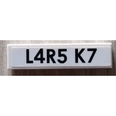 white tile 1 x 4 with black l4r5 k7 on white background pattern sticker - set 8297