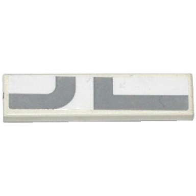 white tile 1 x 4 with curved and angled light bluish gray stripes pattern model left side sticker - set 75912