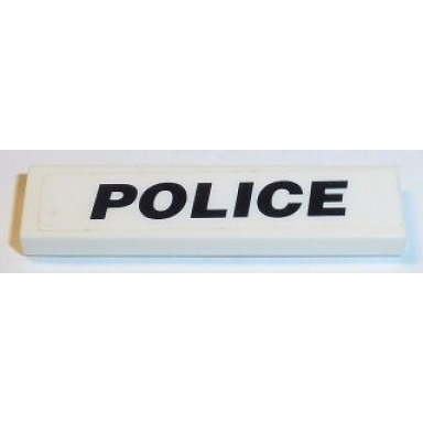 white tile 1 x 4 with black police on white background pattern sticker - set 8152