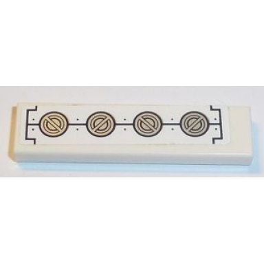 white tile 1 x 4 with black lines and 4 silver and black screws pattern sticker - set 8108