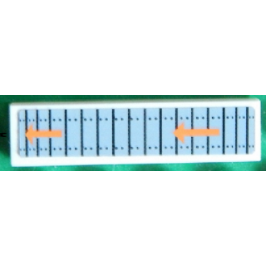 white tile 1 x 4 with black lines and dots and two orange arrows pattern sticker - set 7645