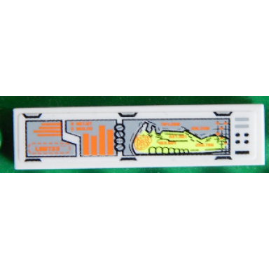 white tile 1 x 4 with controls and mars mission alien x-ray pattern sticker - set 7645