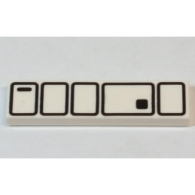 white tile 1 x 4 with black stormtrooper utility belt pattern
