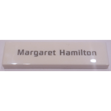 white tile 1 x 4 with black margaret hamilton pattern