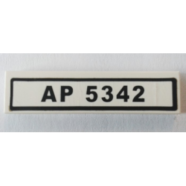 white tile 1 x 4 with ap 5342 pattern sticker - set 8289
