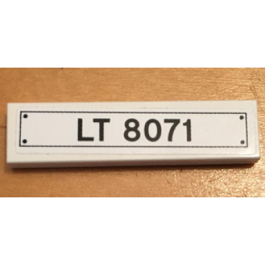 white tile 1 x 4 with black lt 8071 and 4 rivets pattern sticker - set 8071