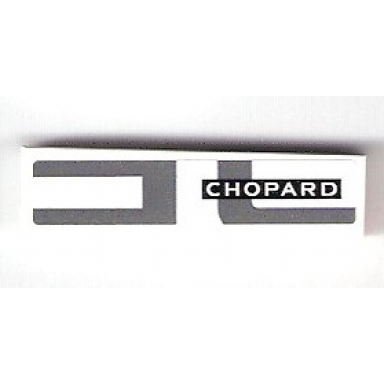 white tile 1 x 4 with chopard and dark bluish gray markings pattern model right side sticker - set 75876