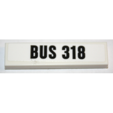 white tile 1 x 4 with bus 318 pattern sticker - set 10259