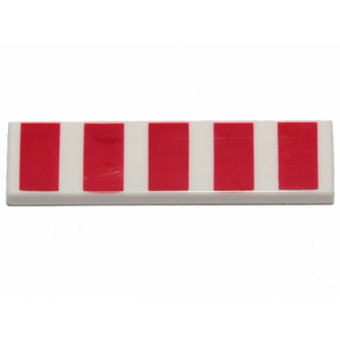 white tile 1 x 4 with 5 red wide stripes pattern